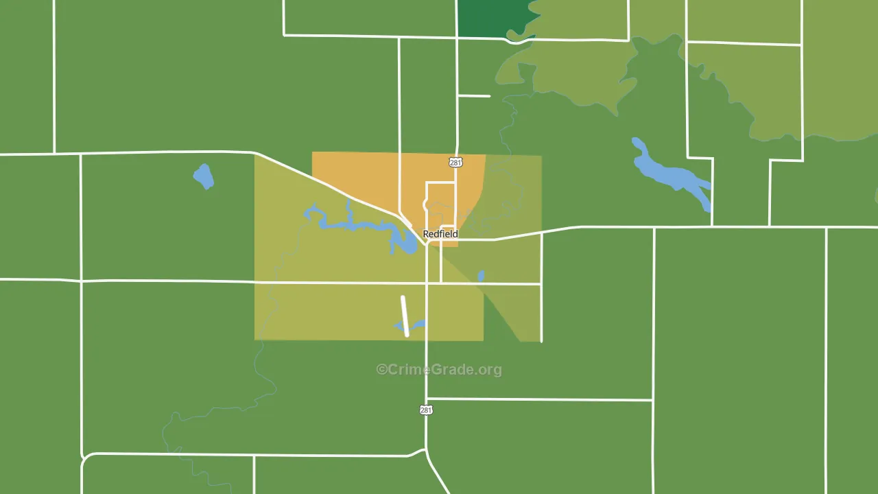 Redfield, SD Map of Vehicle Theft Rates
