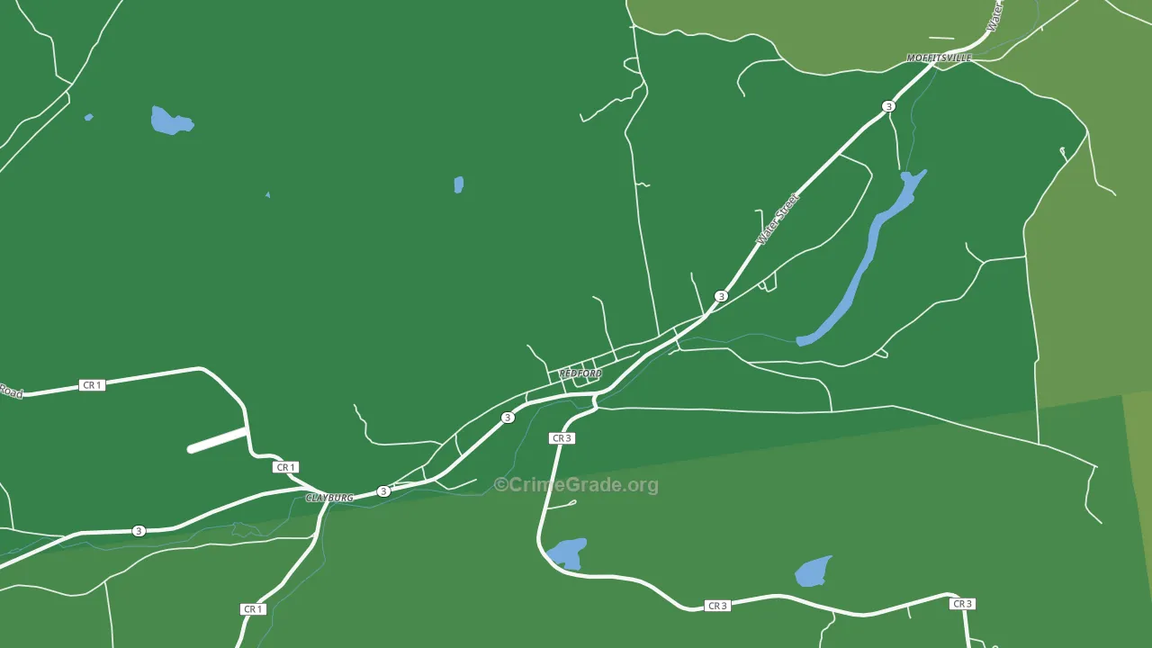 Redford, NY Map of Vehicle Theft Rates