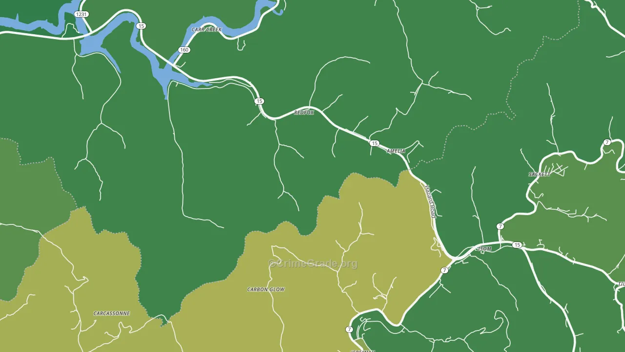 Redfox, KY Map of Vehicle Theft Rates