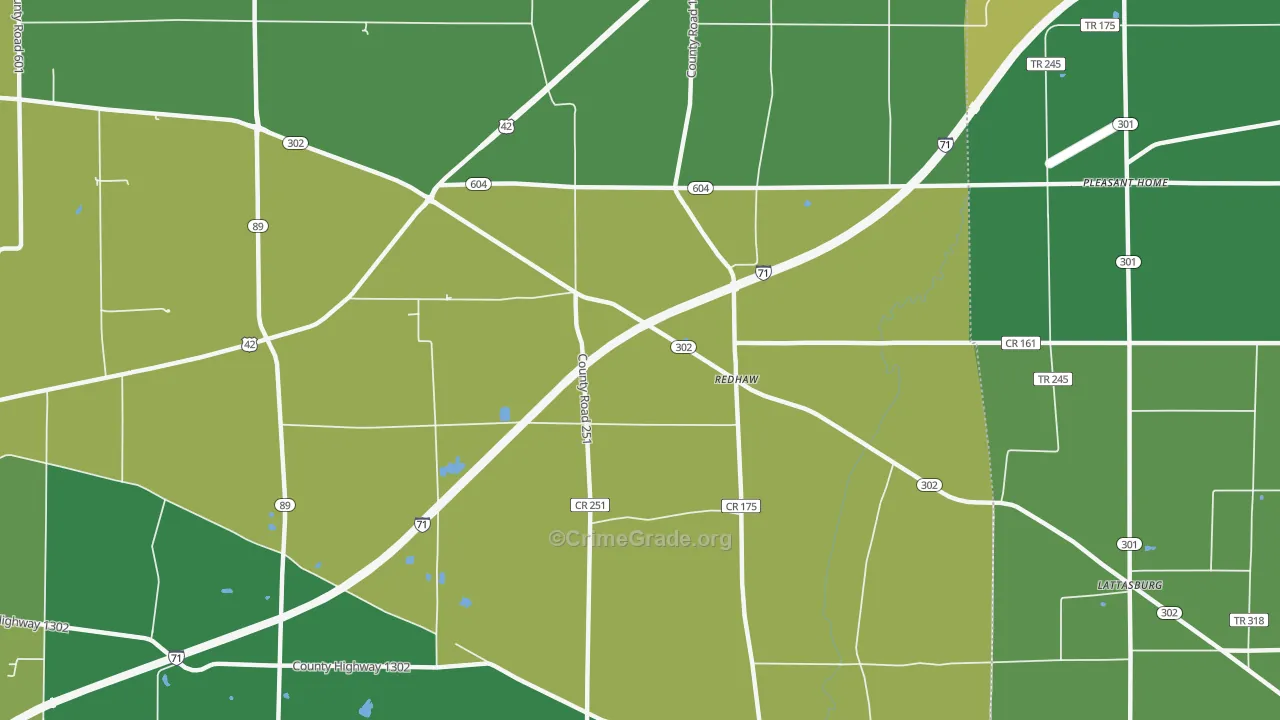 Redhaw, OH Map of Vehicle Theft Rates