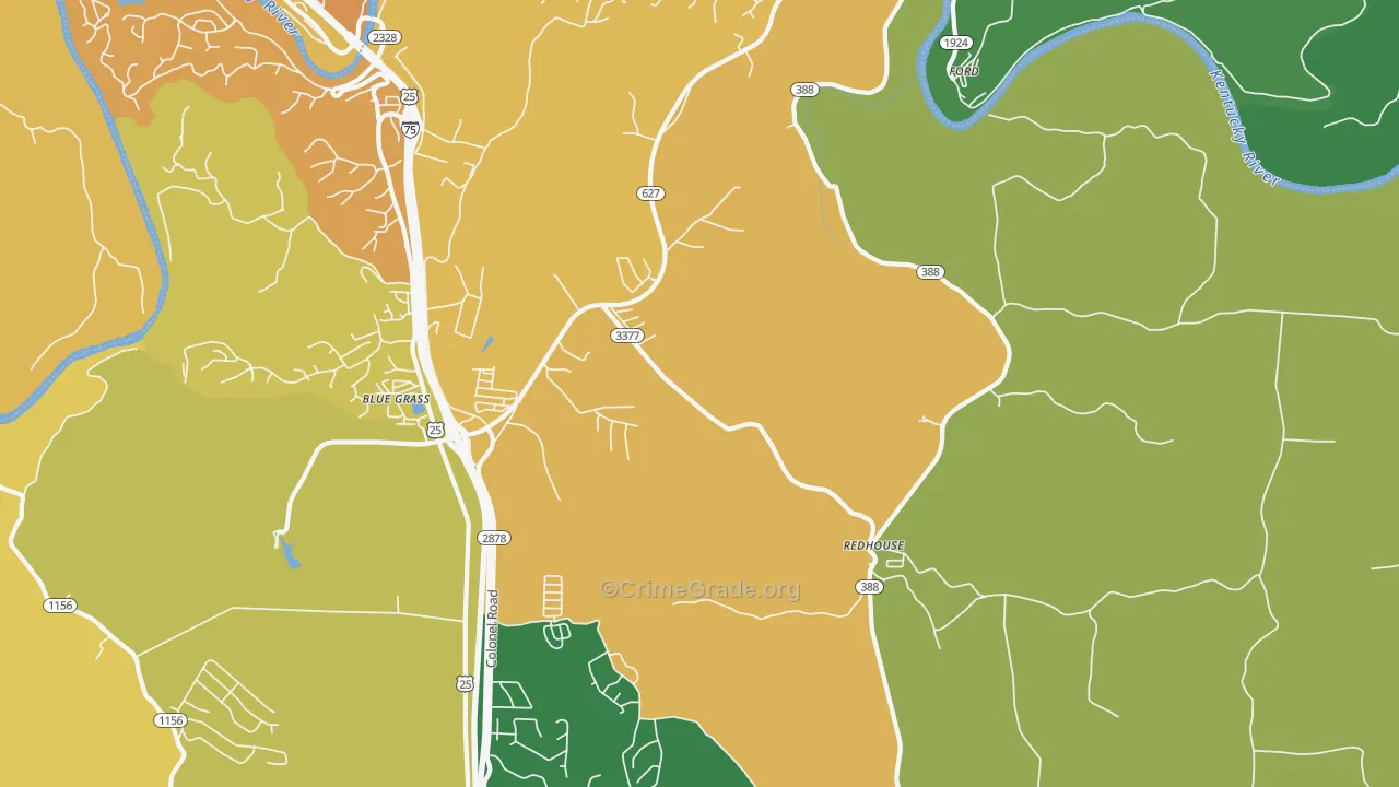 Redhouse, KY Map of Vehicle Theft Rates
