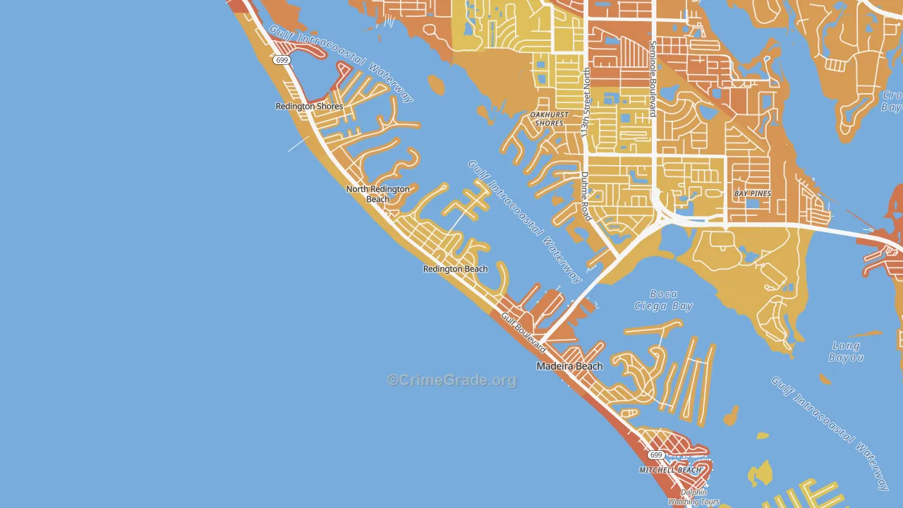 Redington Beach, FL Map of Vehicle Theft Rates