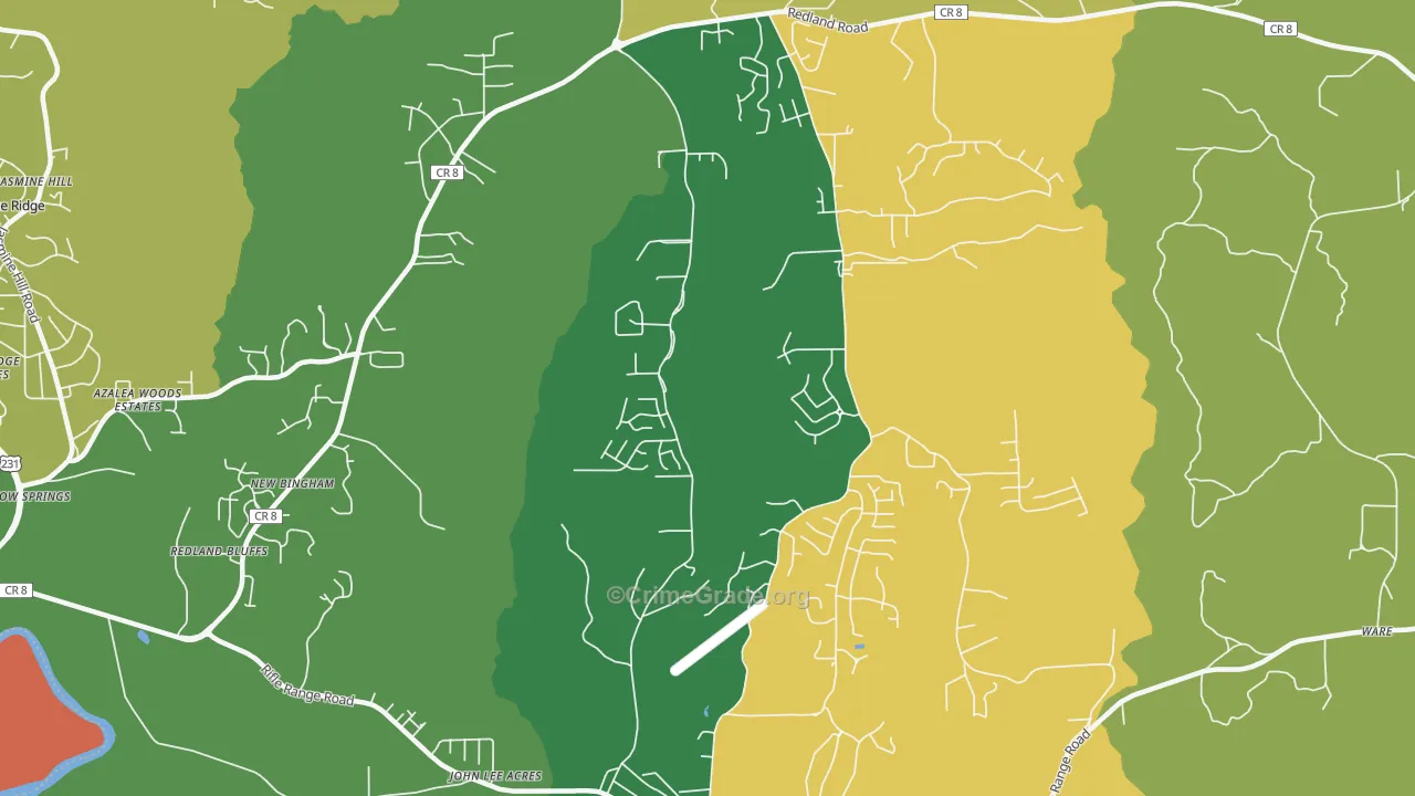Redland, AL Map of Vehicle Theft Rates