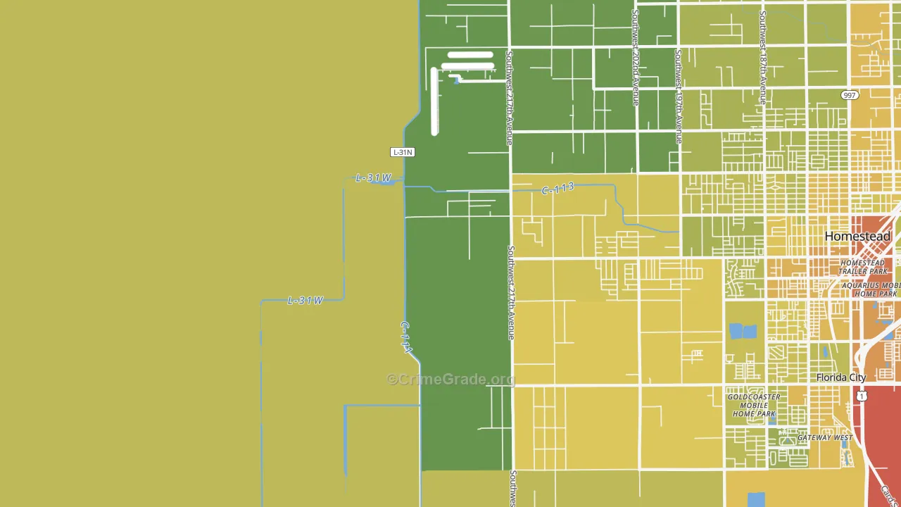 Redland, FL Map of Vehicle Theft Rates