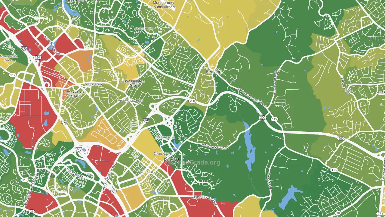 Redland, MD Map of Vehicle Theft Rates