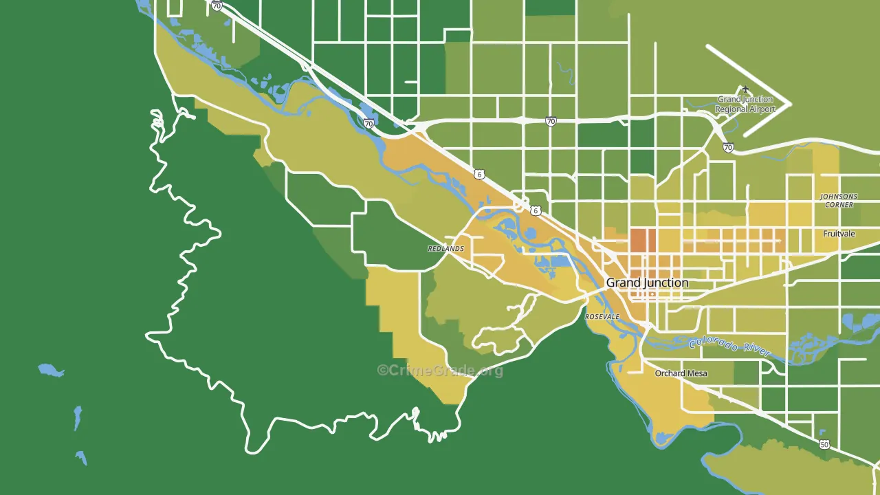 Redlands, CO Map of Vehicle Theft Rates