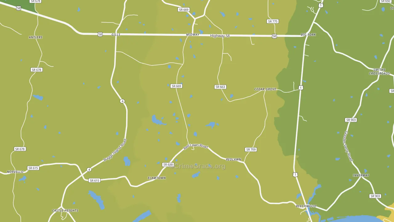 Redlawn, VA Map of Vehicle Theft Rates