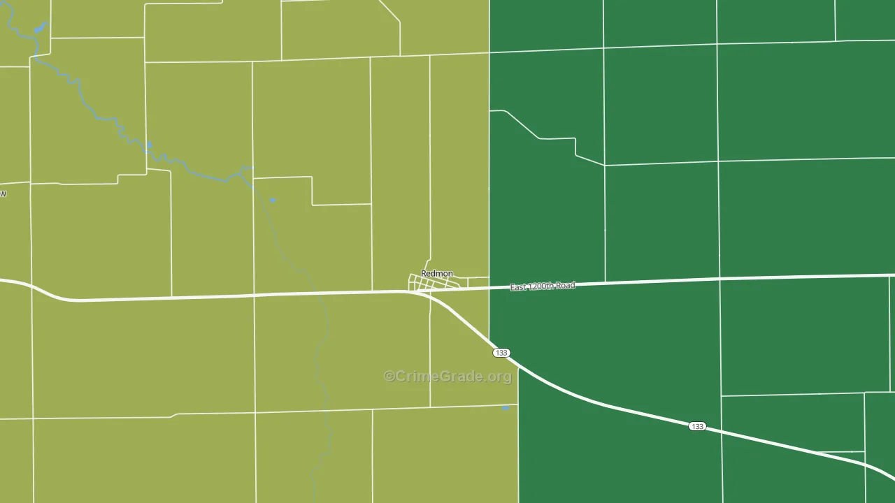 Redmon, IL Map of Vehicle Theft Rates