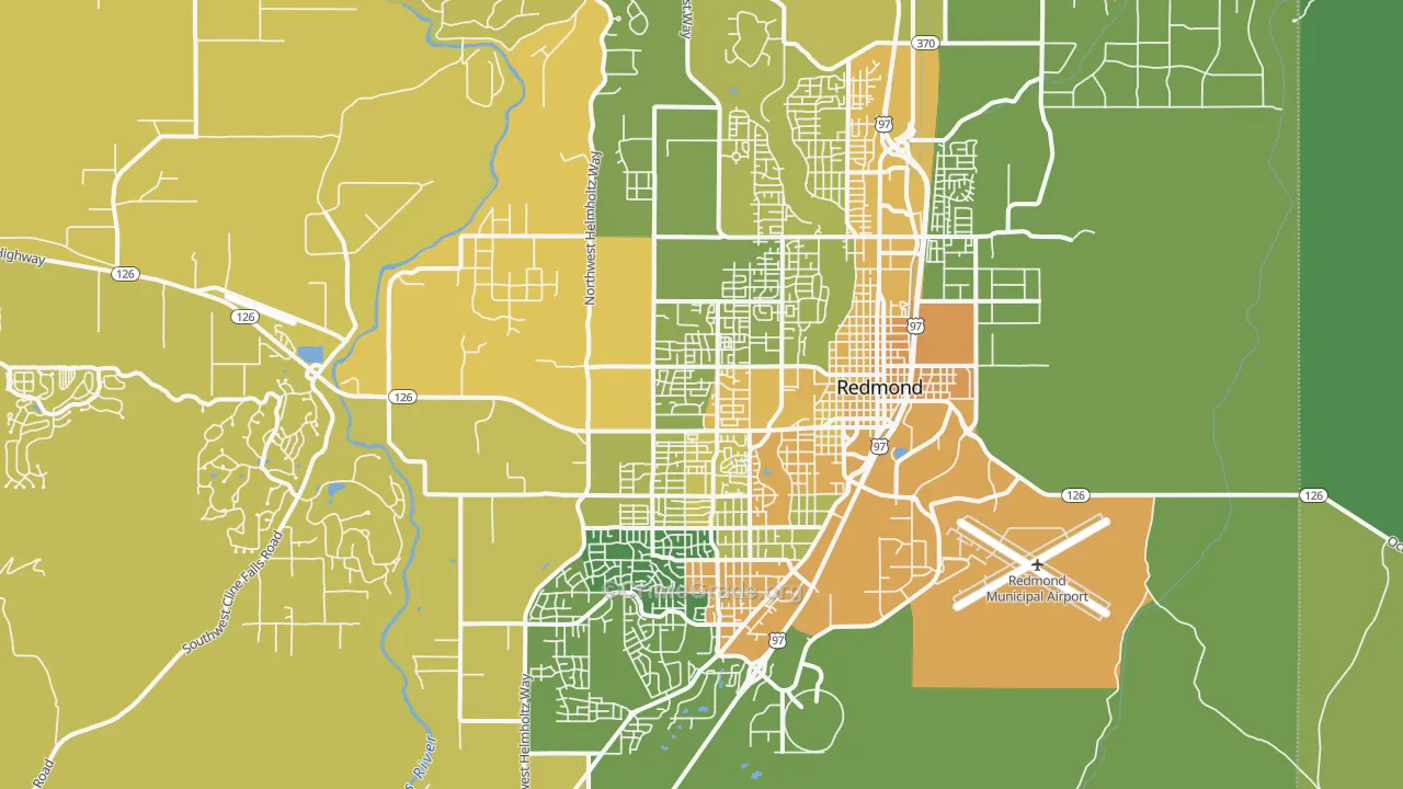 Redmond, OR Map of Vehicle Theft Rates