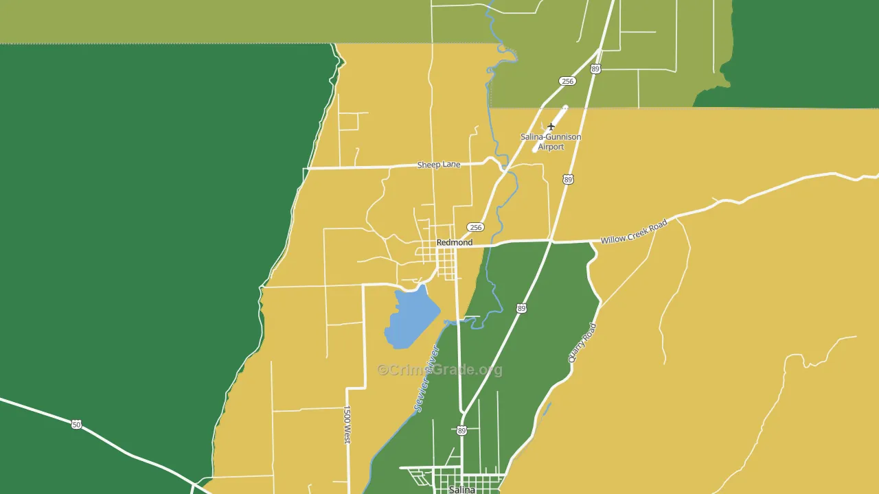 Redmond, UT Map of Vehicle Theft Rates