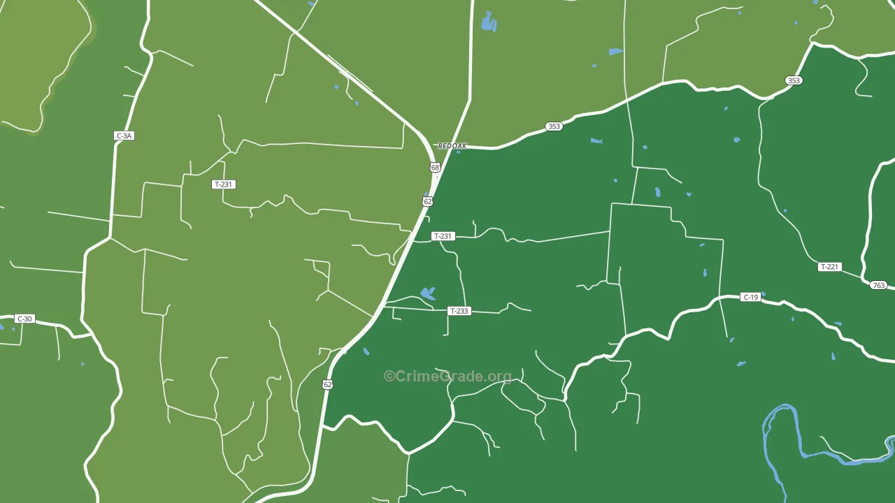 Redoak, OH Map of Vehicle Theft Rates