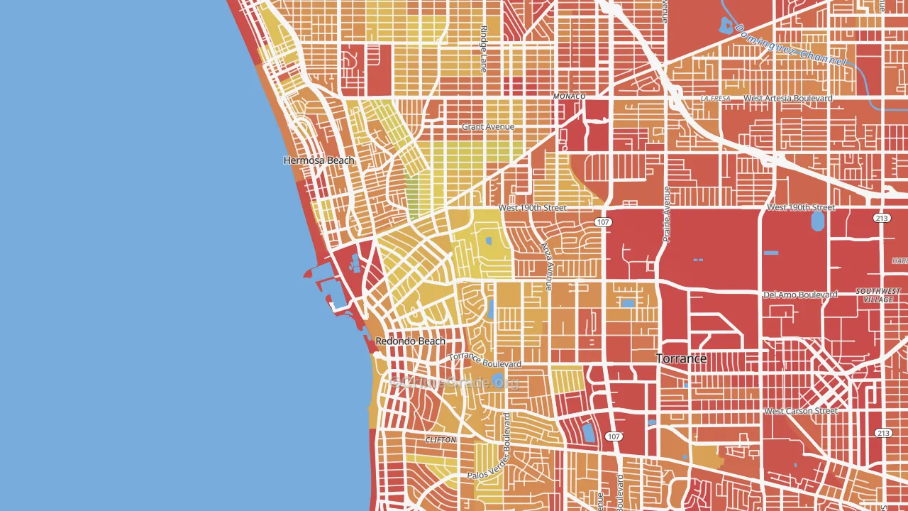 Redondo Beach, CA Map of Vehicle Theft Rates