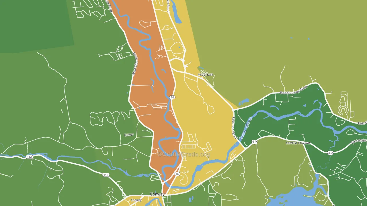 Redstone, NH Map of Vehicle Theft Rates