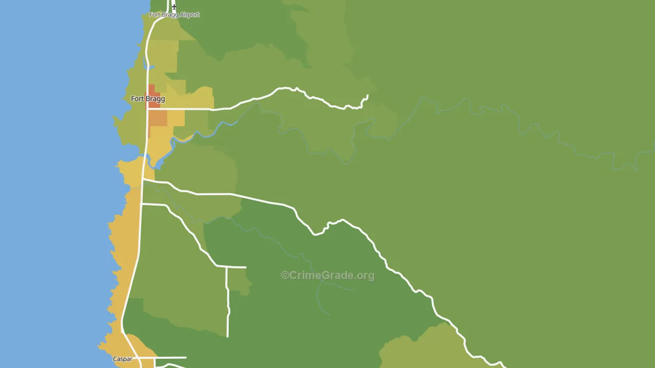 Redwood Lodge, CA Map of Vehicle Theft Rates