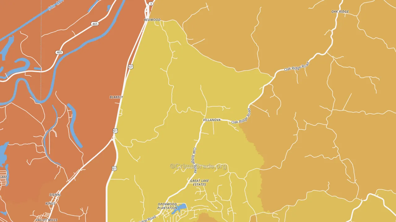 Redwood, MS Map of Vehicle Theft Rates
