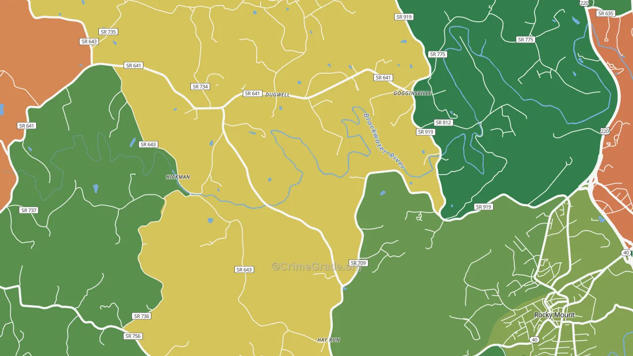 Redwood, VA Map of Vehicle Theft Rates