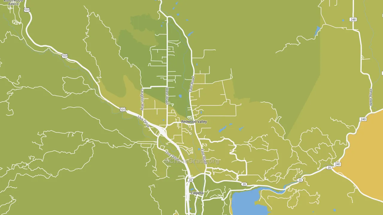 Redwood Valley, CA Map of Vehicle Theft Rates