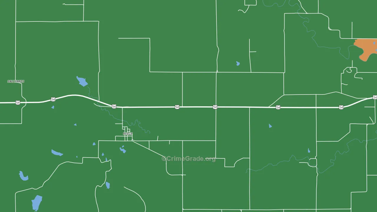 Reece, KS Map of Vehicle Theft Rates