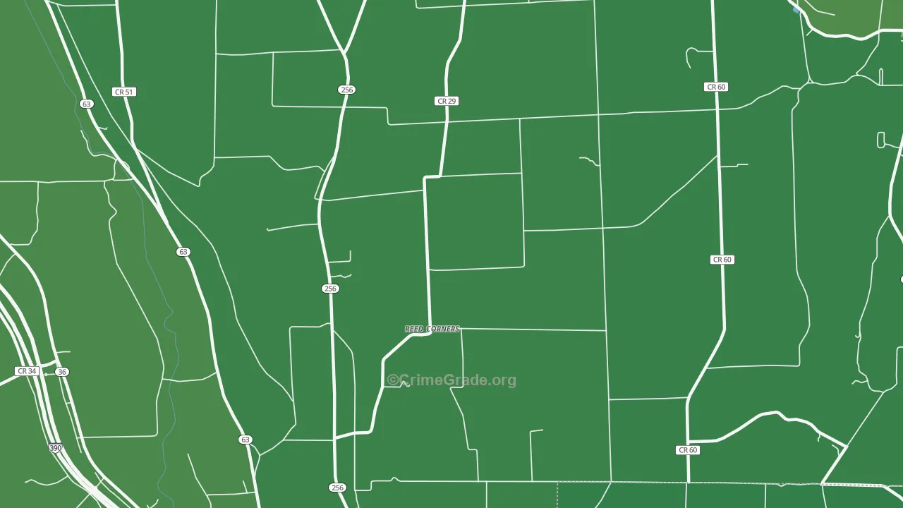 Reed Corners, NY Map of Vehicle Theft Rates