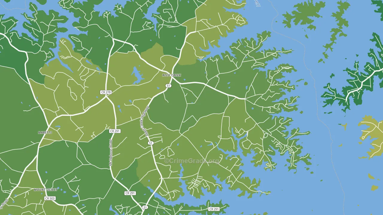 Reed Creek, GA Map of Vehicle Theft Rates