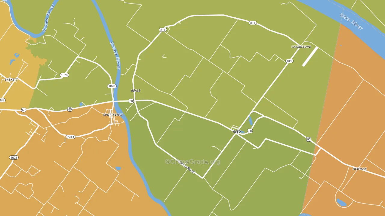 Reed, KY Map of Vehicle Theft Rates