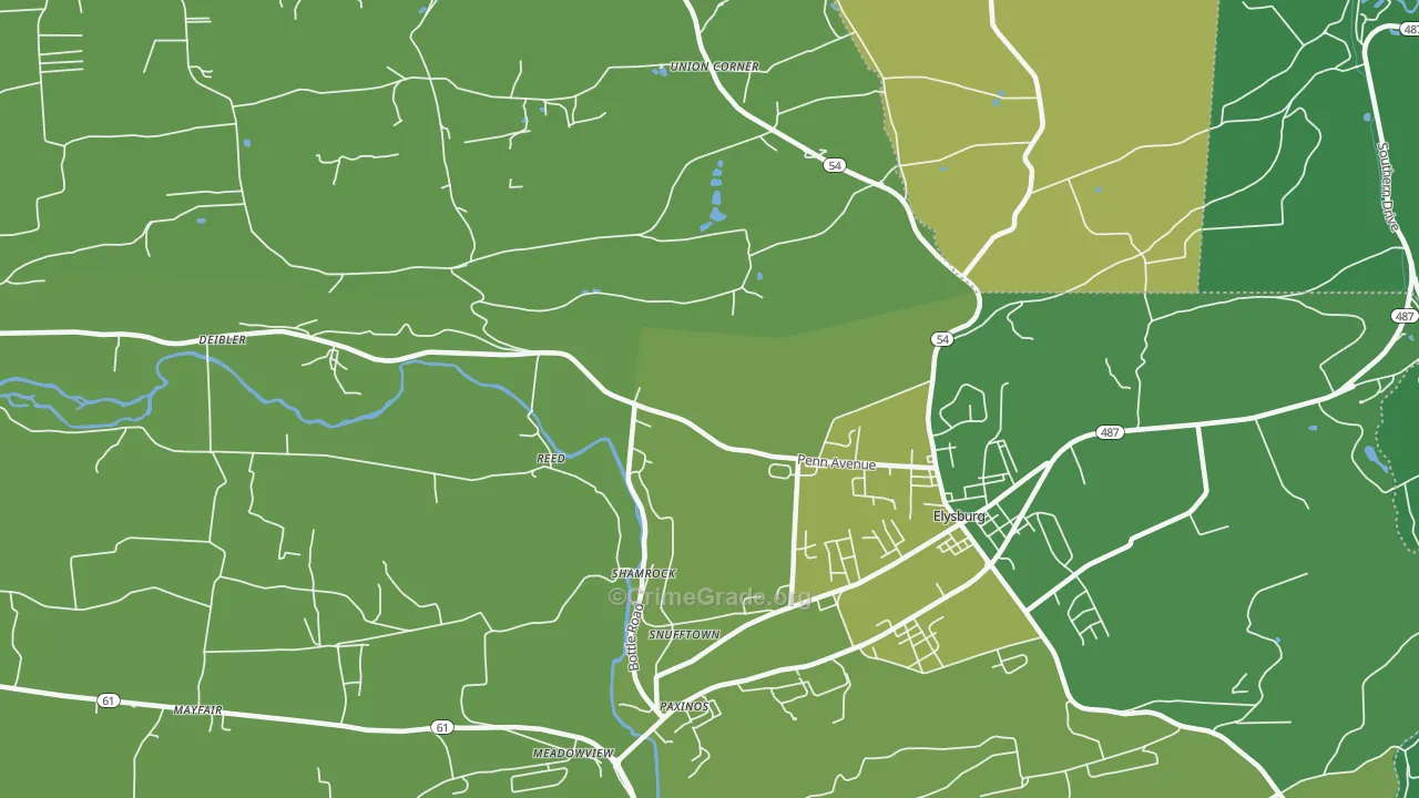 Reed, PA Map of Vehicle Theft Rates
