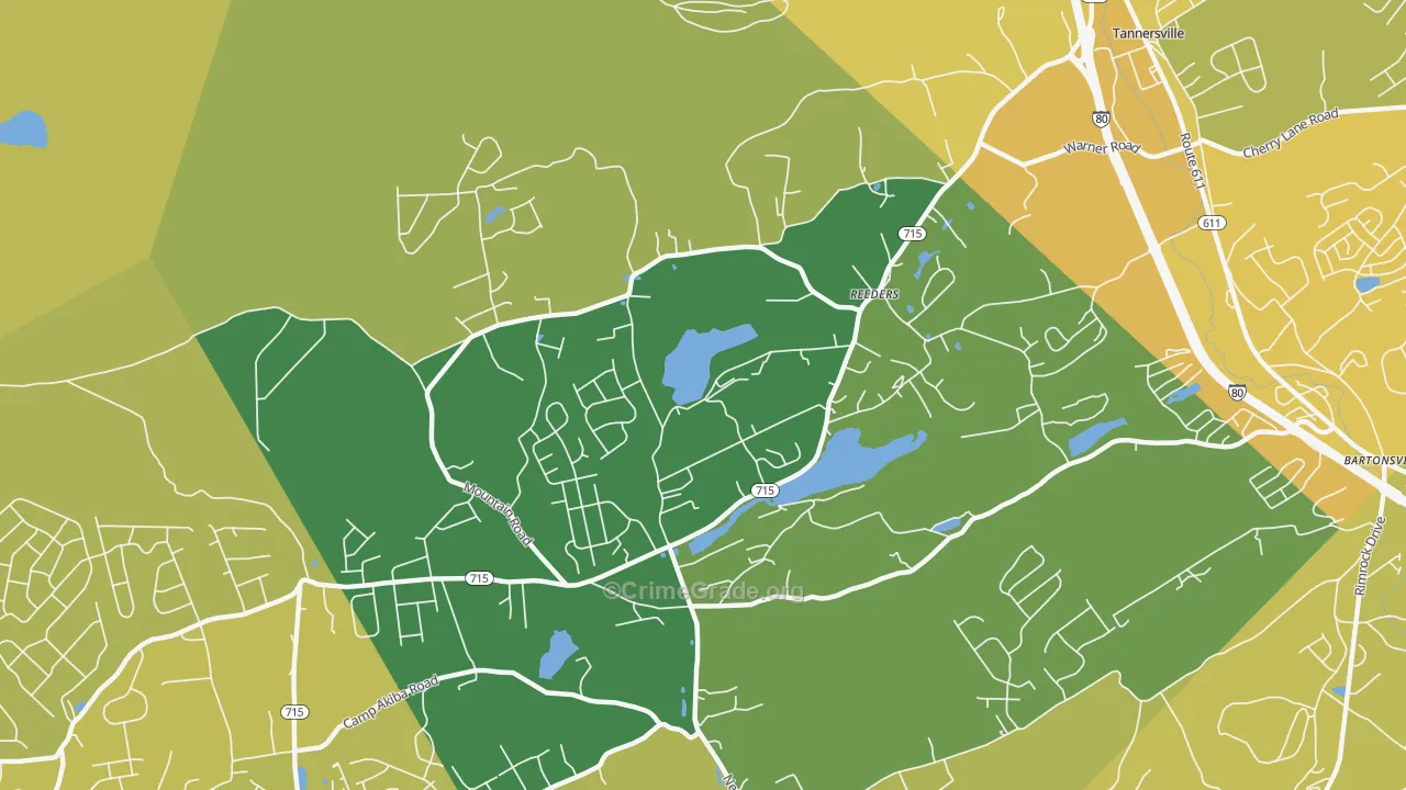 Reeders, PA Map of Vehicle Theft Rates