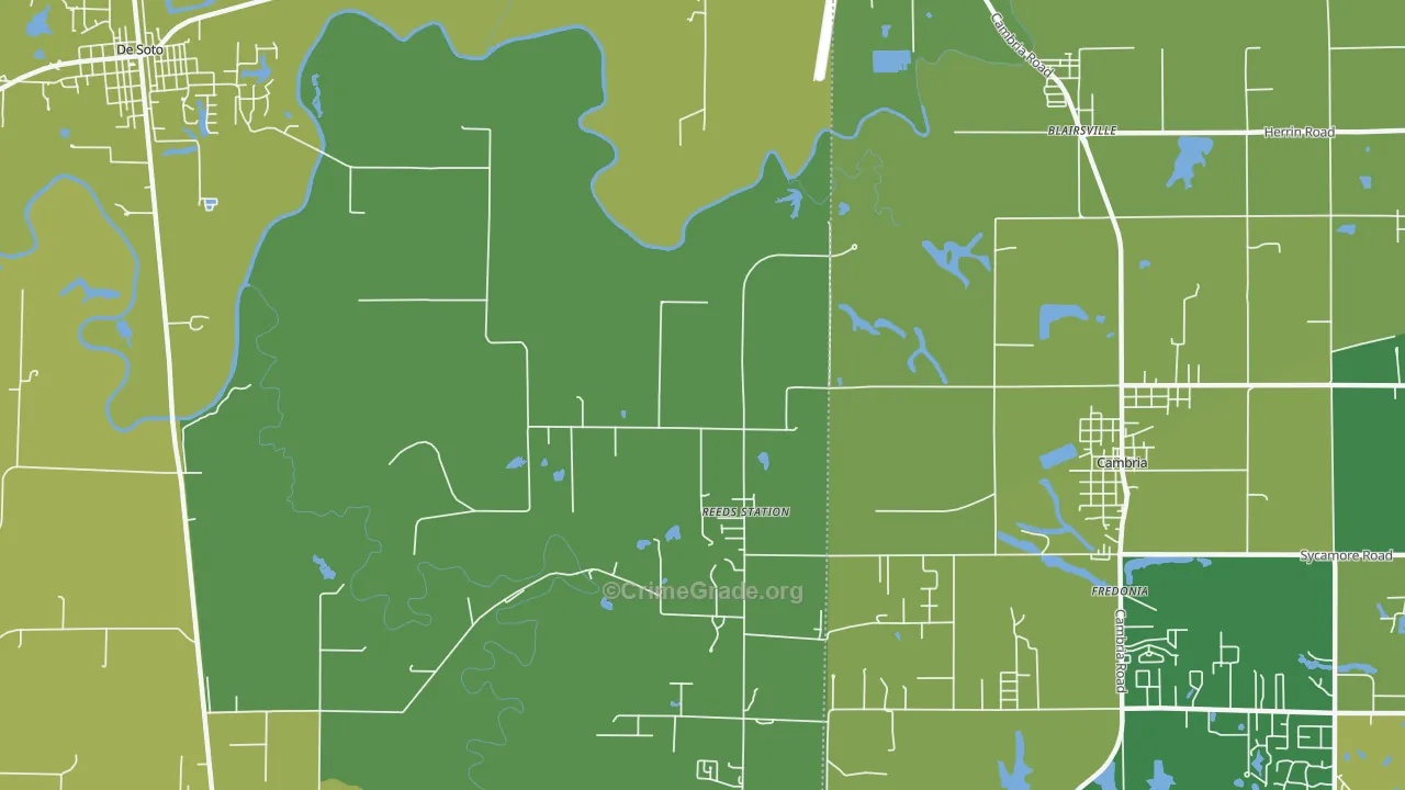 Reeds Station, IL Map of Vehicle Theft Rates
