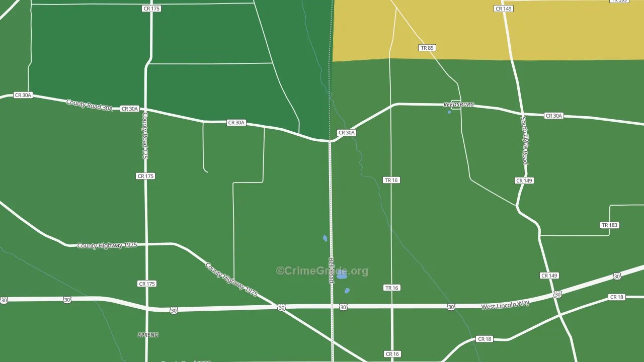 Reedsburg, OH Map of Vehicle Theft Rates