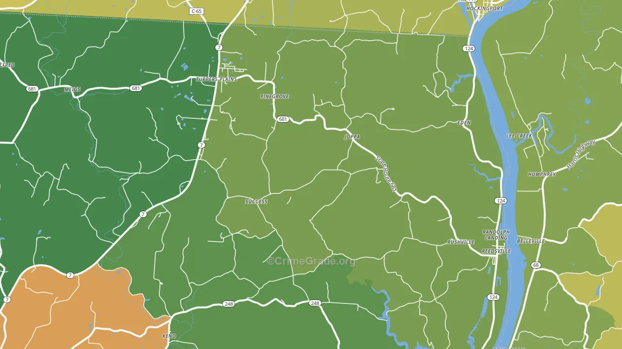 Reedsville, OH Map of Vehicle Theft Rates