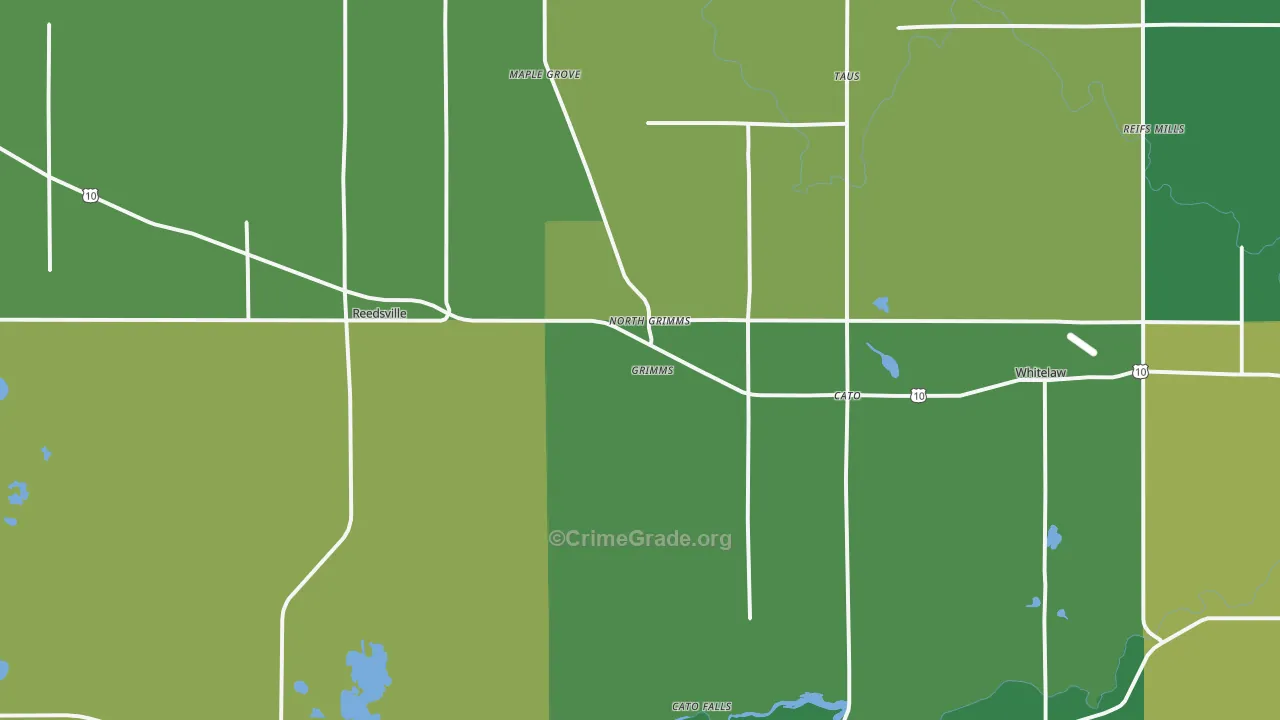 Reedsville, WI Map of Vehicle Theft Rates