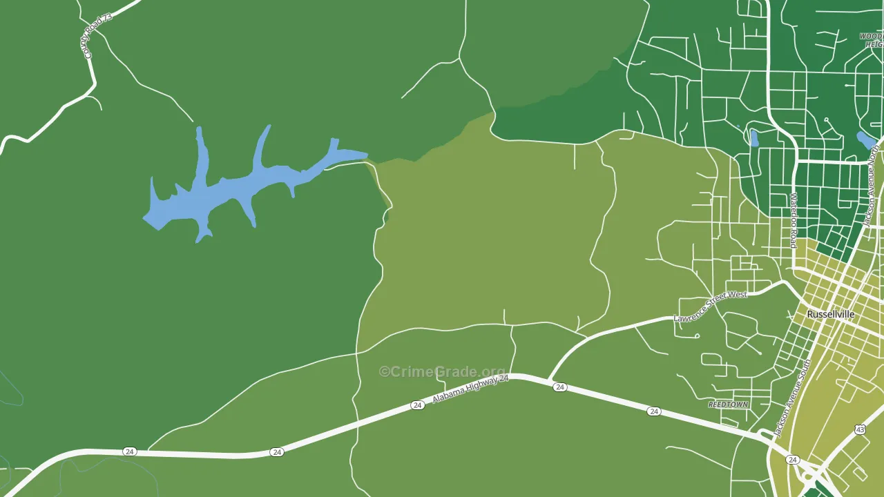 Reedtown, AL Map of Vehicle Theft Rates