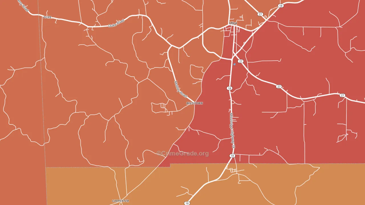 Reedtown, MS Map of Vehicle Theft Rates