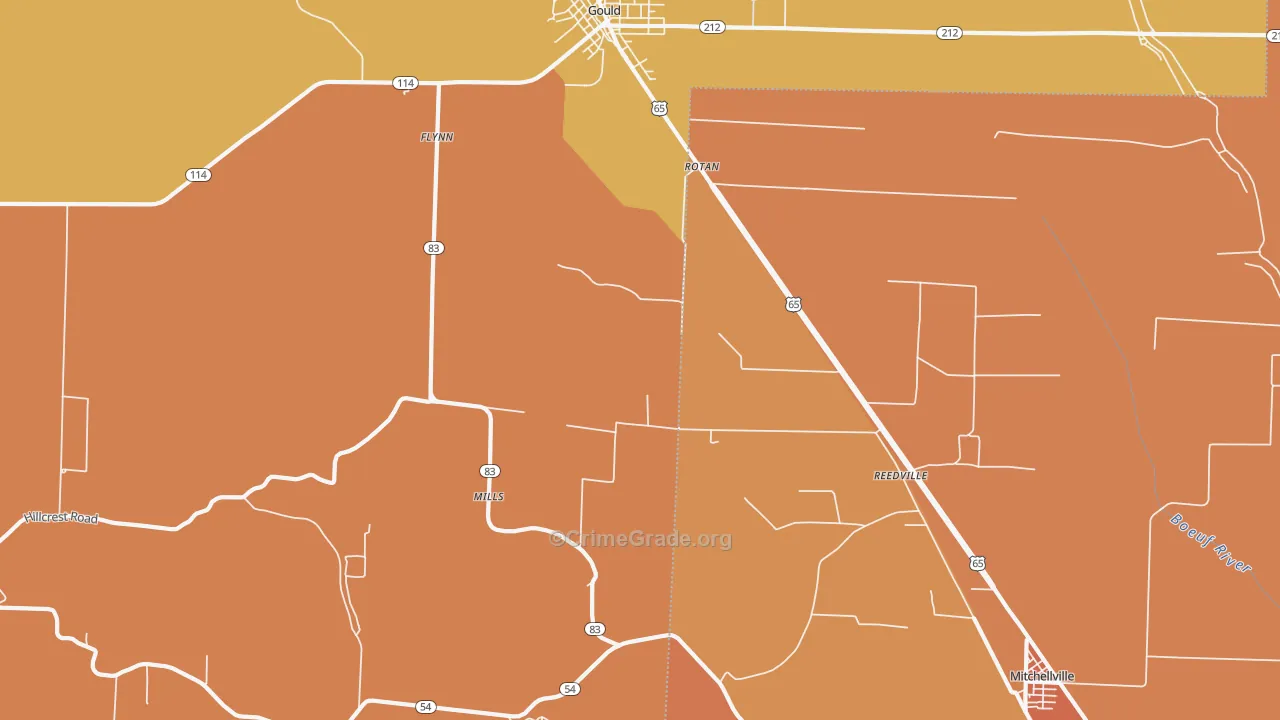 Reedville, AR Map of Vehicle Theft Rates