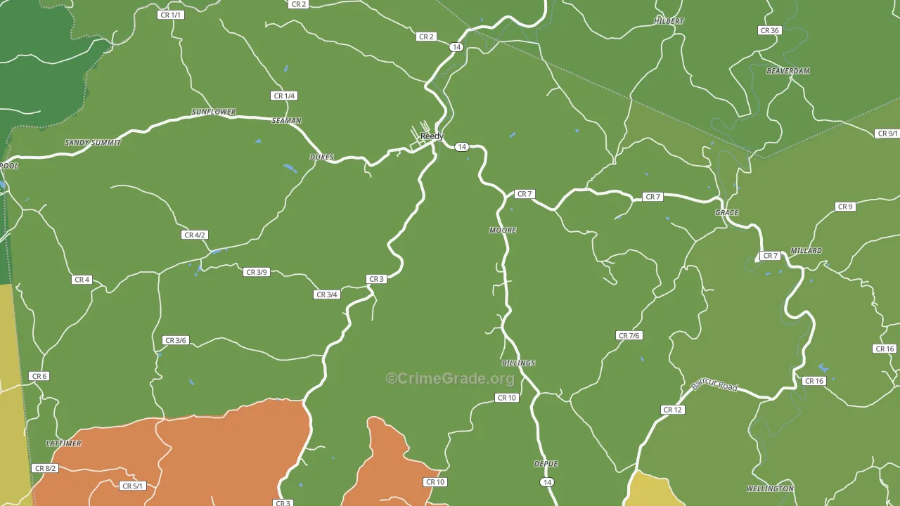 Reedy, WV Map of Vehicle Theft Rates