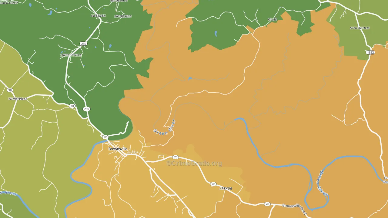 Reedyville, KY Map of Vehicle Theft Rates