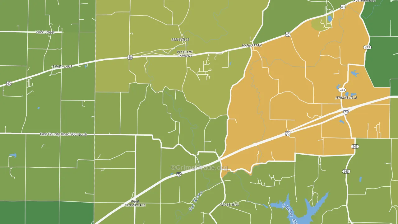 Reelsville, IN Map of Vehicle Theft Rates