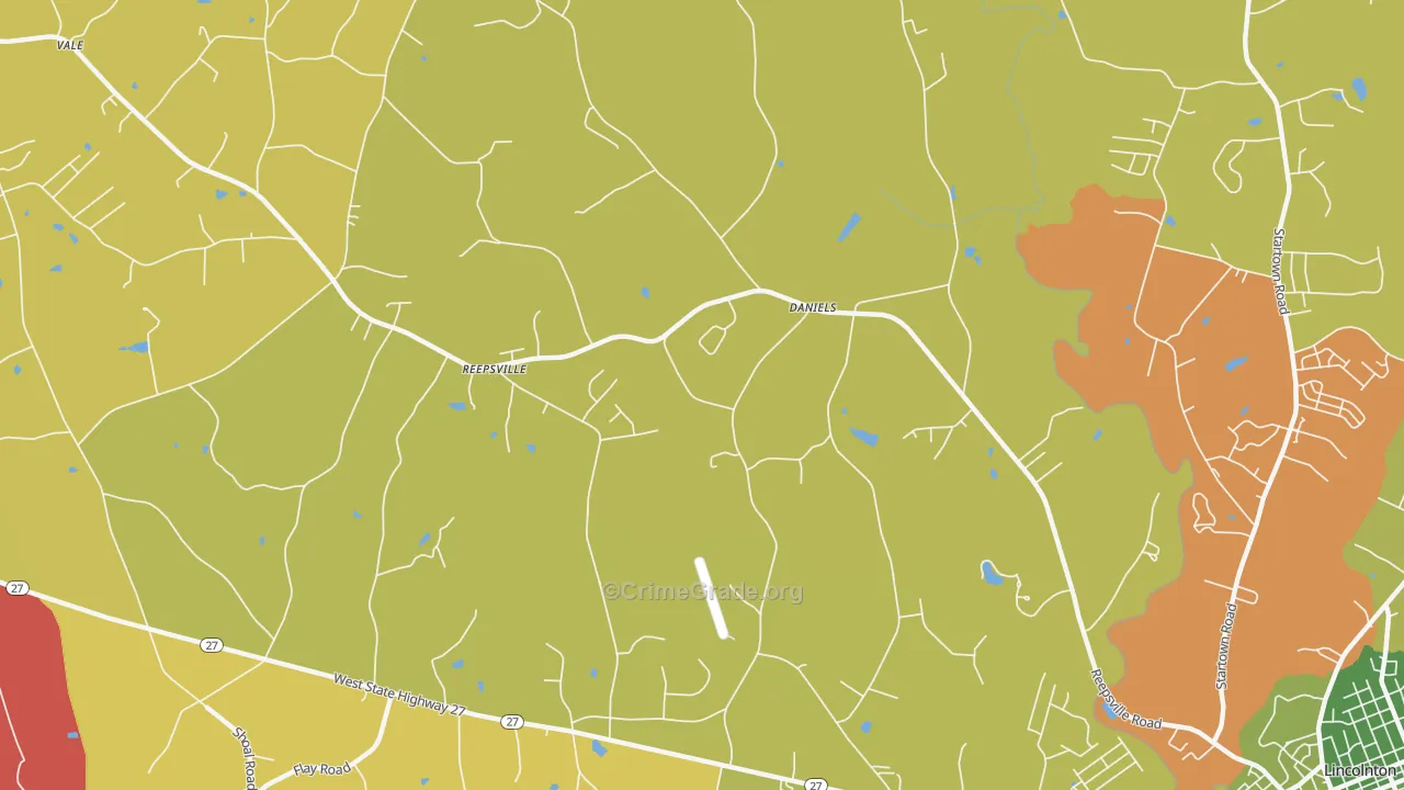 Reepsville, NC Map of Vehicle Theft Rates