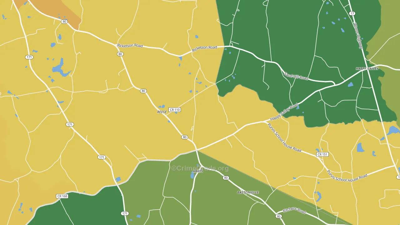Reese, GA Map of Vehicle Theft Rates