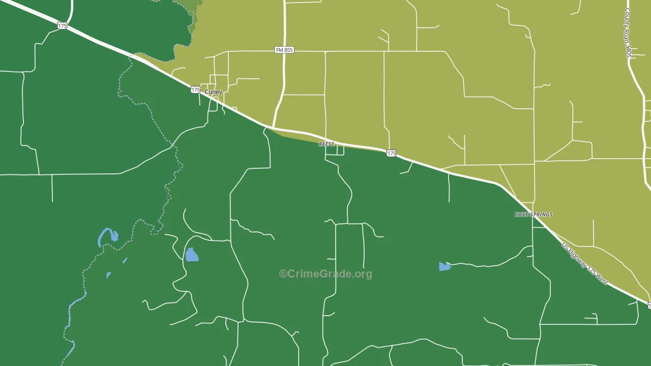 Reese, TX Map of Vehicle Theft Rates
