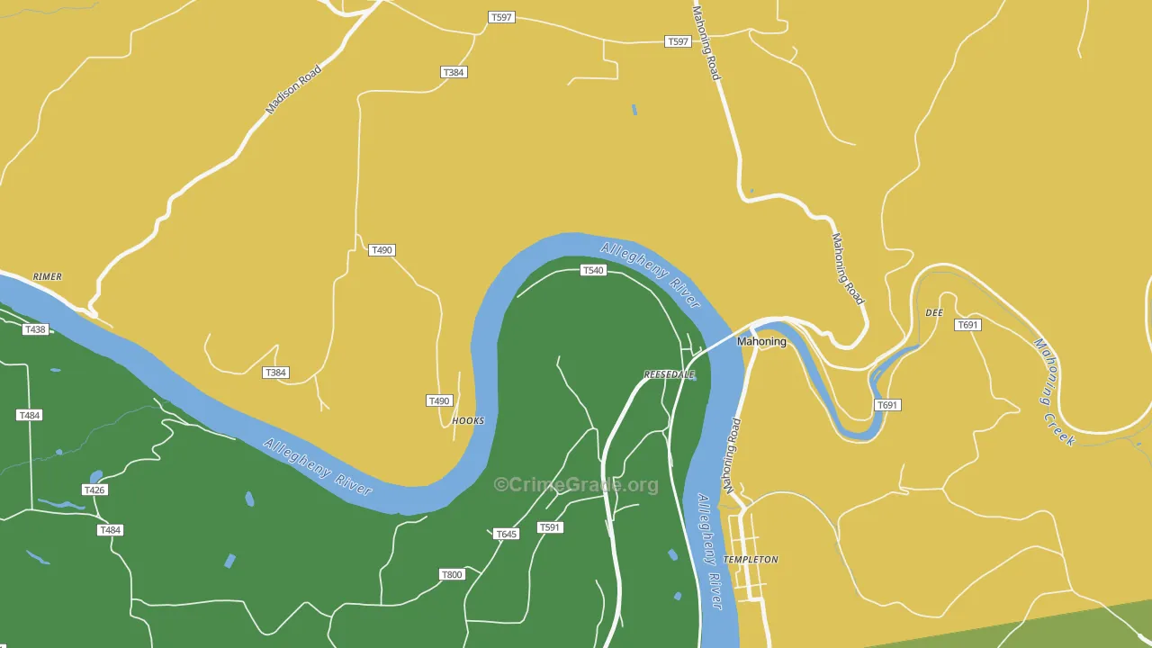 Reesedale, PA Map of Vehicle Theft Rates