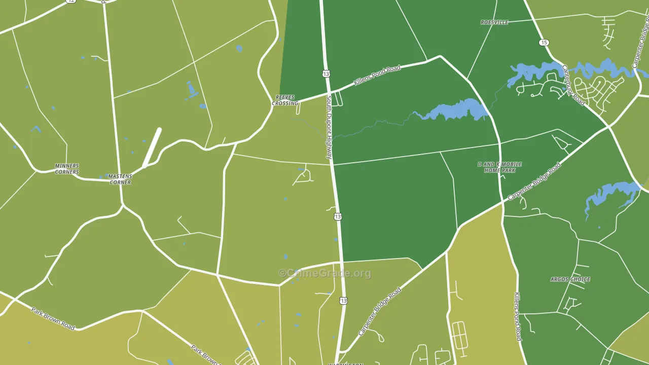Reeves Crossing, DE Map of Vehicle Theft Rates