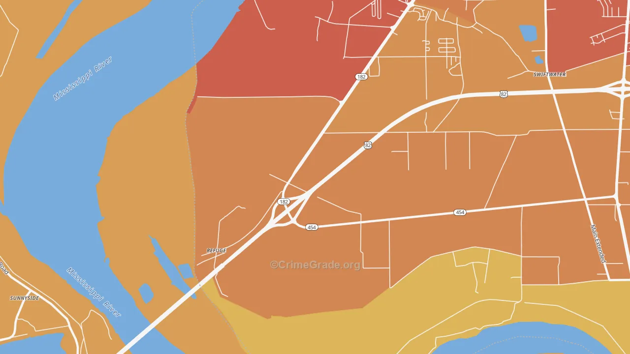 Refuge, MS Map of Vehicle Theft Rates