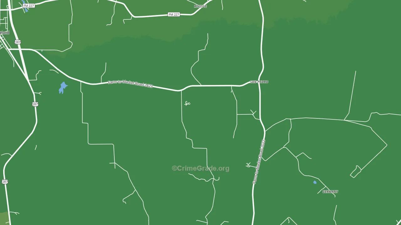 Refuge, TX Map of Vehicle Theft Rates