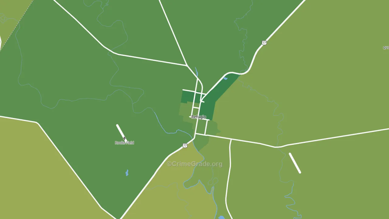 Refugio, TX Map of Vehicle Theft Rates