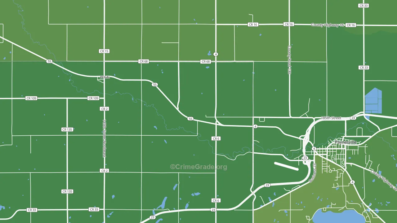 Regal, MN Map of Vehicle Theft Rates
