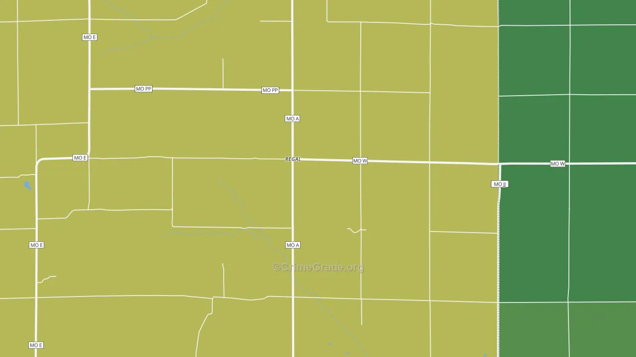 Regal, MO Map of Vehicle Theft Rates