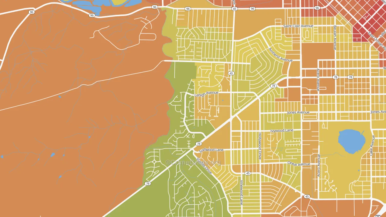 Regency, Pueblo, CO Map of Vehicle Theft Rates