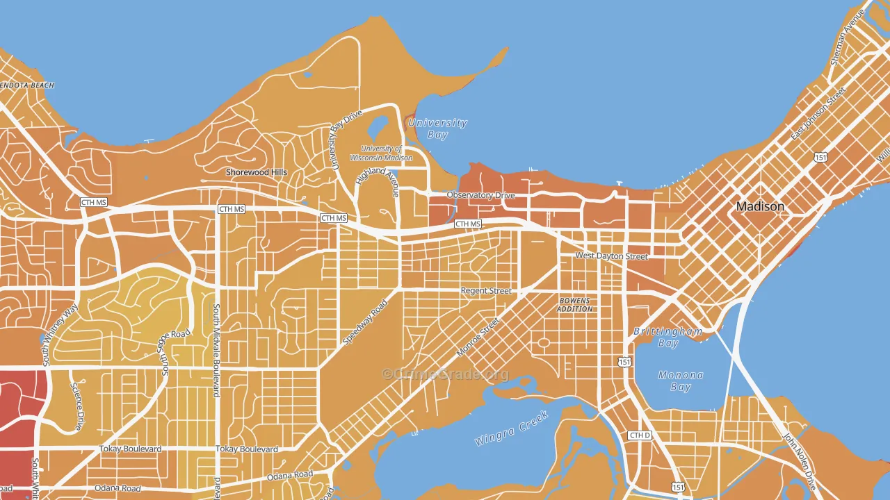 Regent, Madison, WI Map of Vehicle Theft Rates