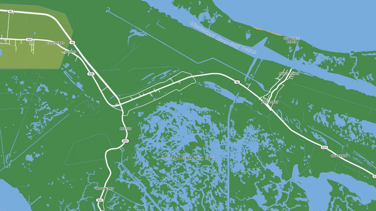 Reggio, LA Map of Vehicle Theft Rates